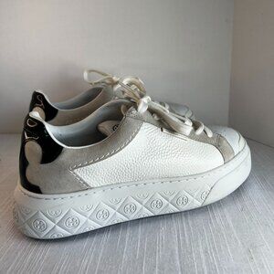 Tory Burch Good Luck Trainer Women’s Sneakers White Tan Suede Leather Size 7.5